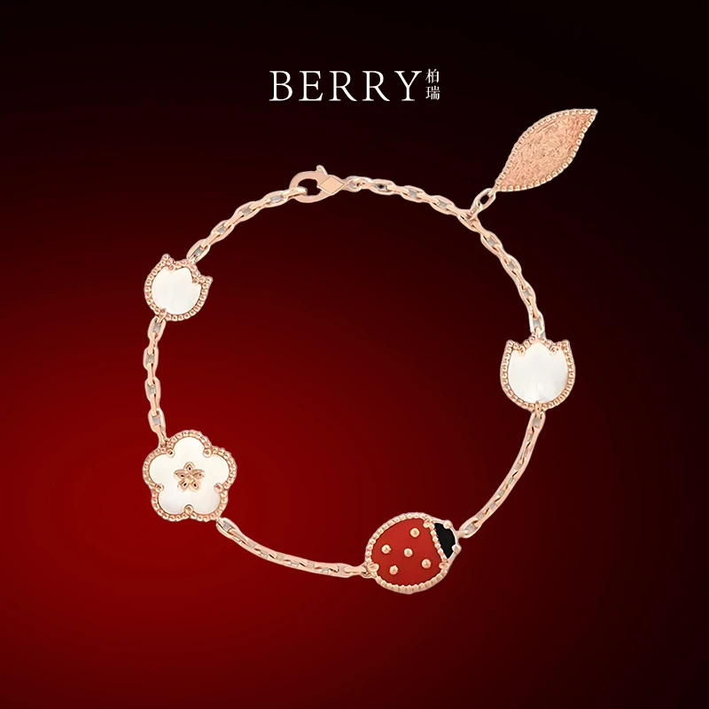 合金珐琅手链 瓢虫五花手链气质百搭经典时尚轻奢