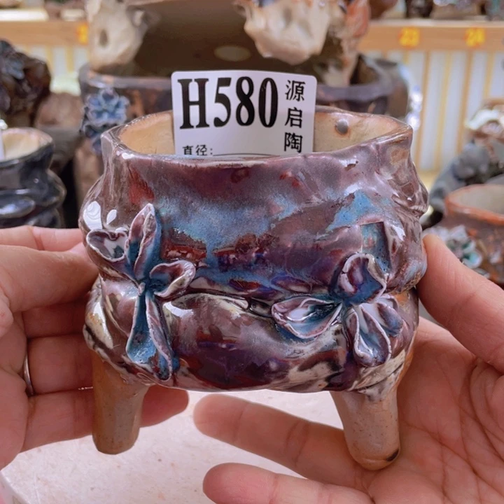 紫砂花盆景德镇陶瓷580