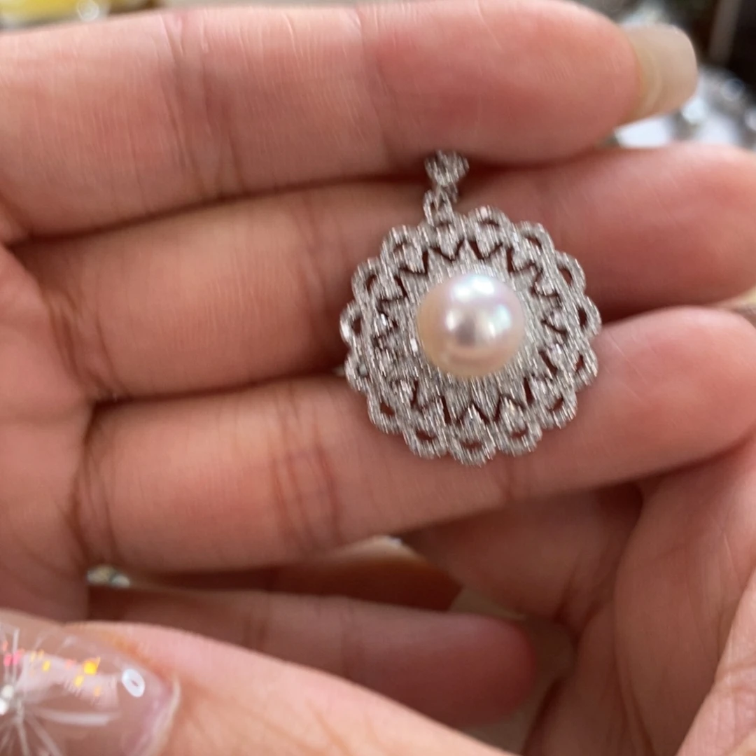 海水珍珠银S925镶嵌颈饰