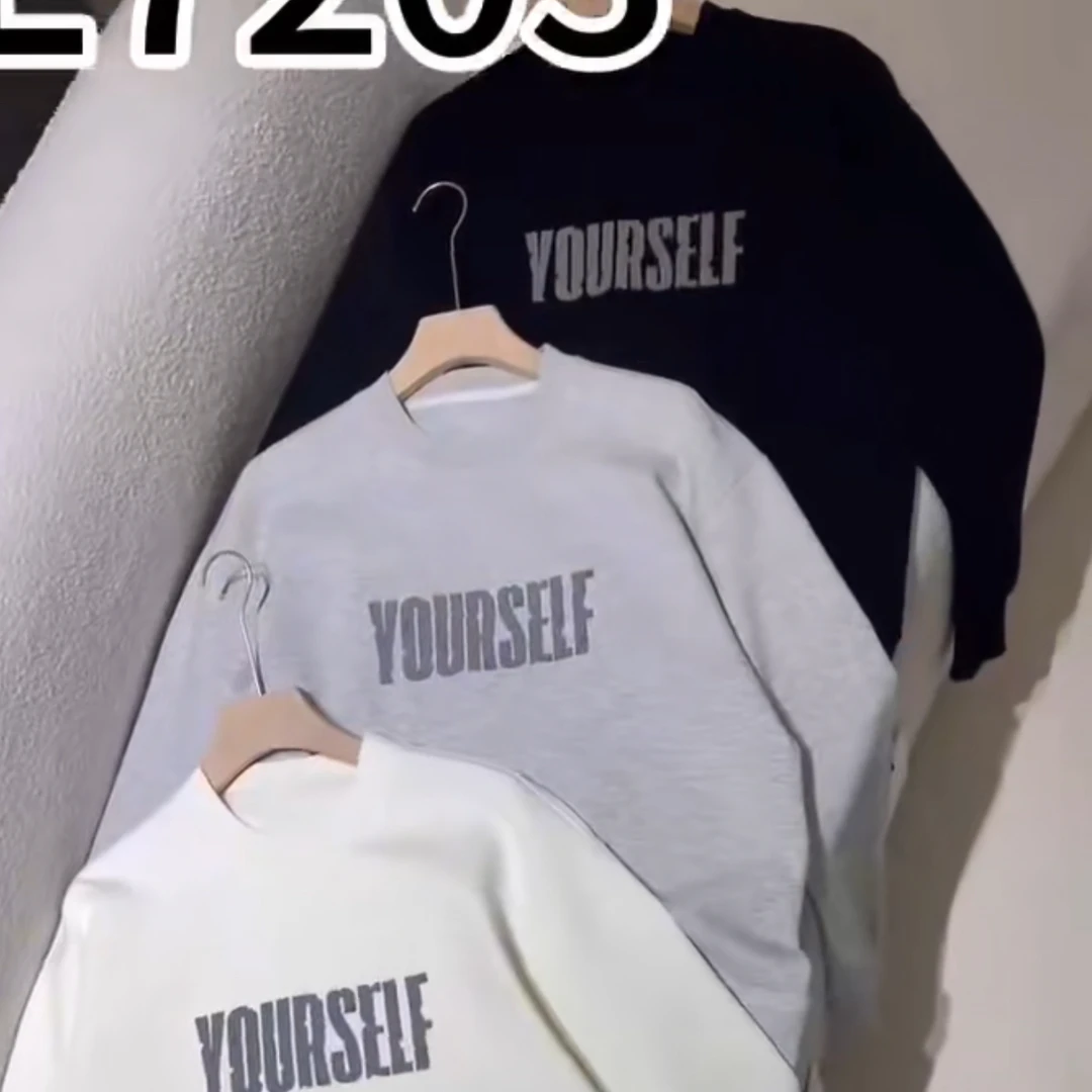 E7203休闲男士字母印花卫衣圆领