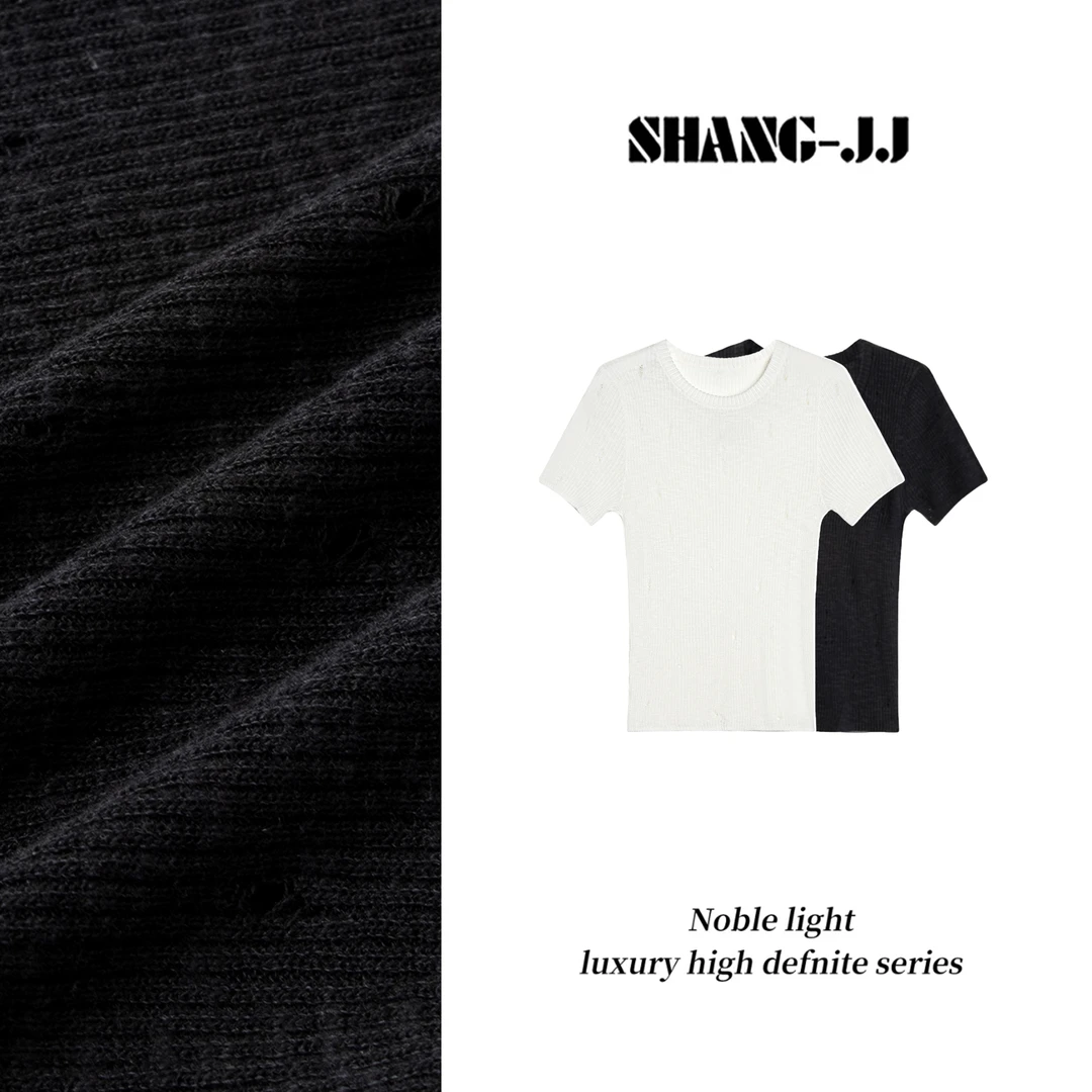 SHANG-JJ【小蜜蜂T】25ss新品重磅棉+亚麻宽松舒适质感T恤q133749p