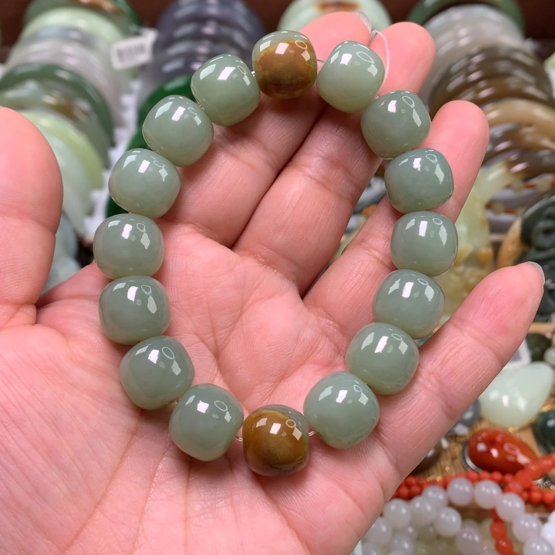 和田玉未镶嵌手链卡13_14口径