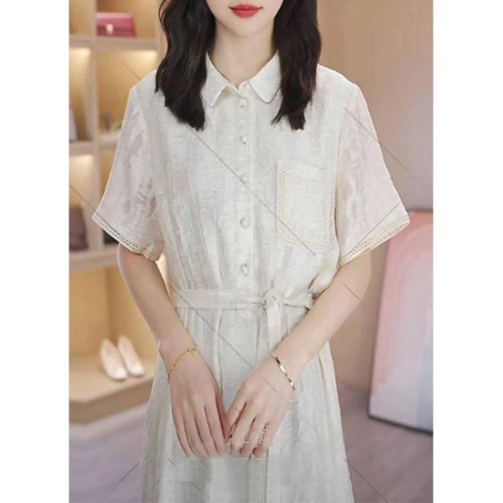 2025夏季新款韩版时尚设计感连衣裙女士小个子小众POLO领显瘦裙子