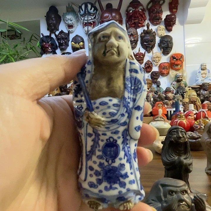 有机玻璃九谷清花老达摩全品有落款