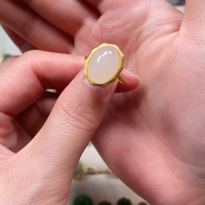 一***昔和田玉银S925镶嵌戒指