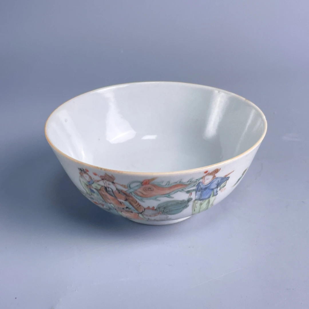 瓷器/古董同治粉彩神话故事碗-M25AX000B98古玩/收藏/文物/绣花张