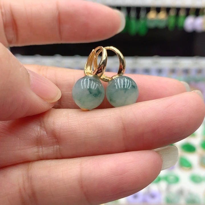 翡翠18K金镶嵌耳饰