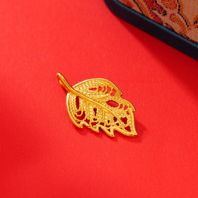【雅婷专享】足金999 金叶子 BP  90017（赠合金链）  添金纳福