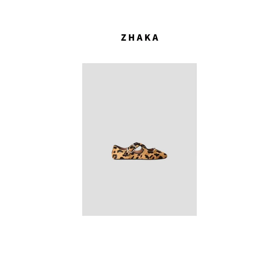 ZHAKA/豹纹马毛玛丽珍鞋zk10268