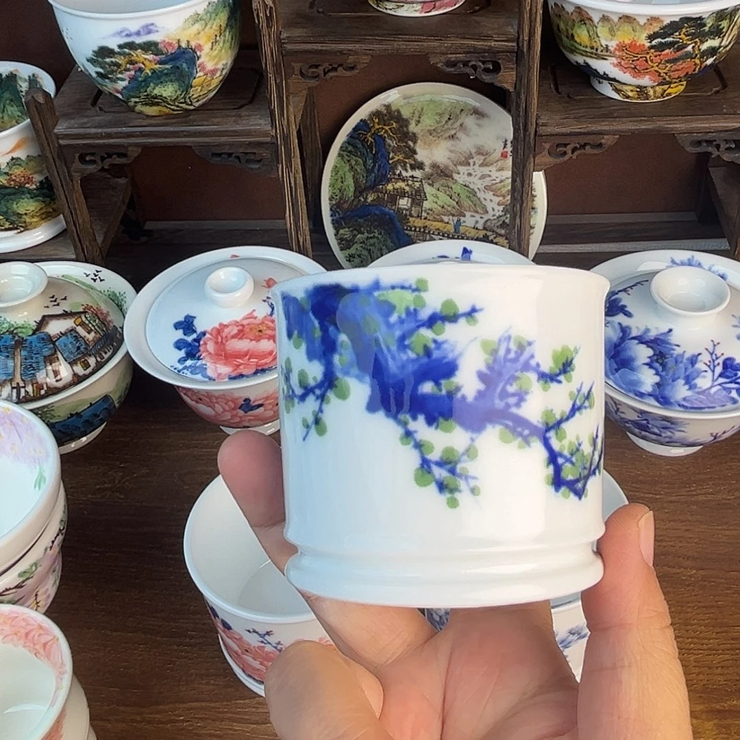 忠意堂釉下彩绿梅