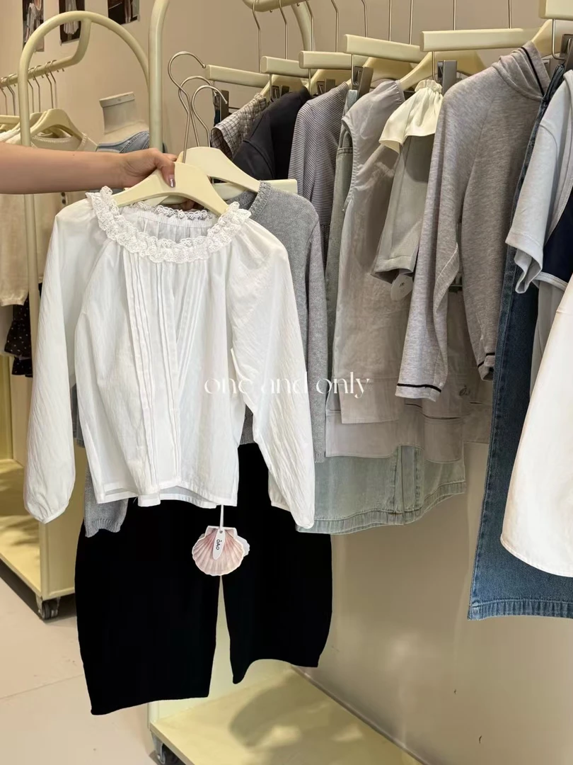 现货清货~100棉~设计款女童韩版衬衫2025新款春季气质娃娃衫