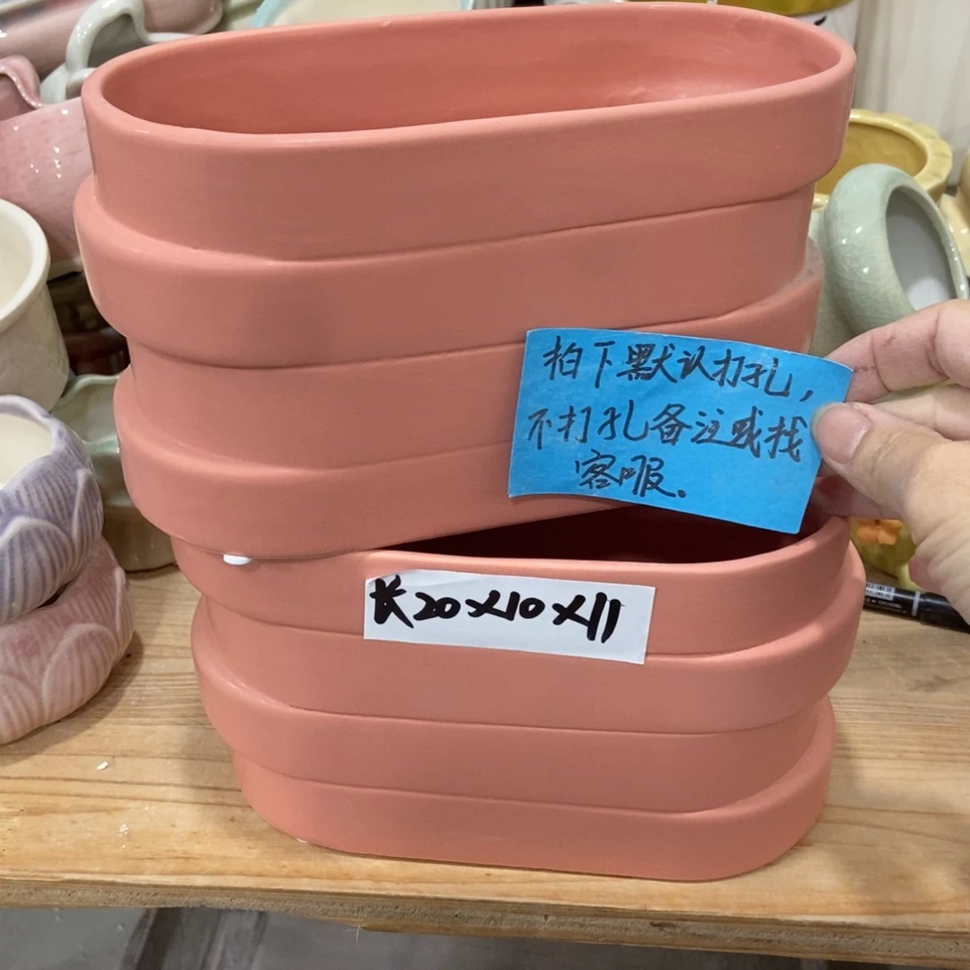 红陶高温陶瓷花盆。