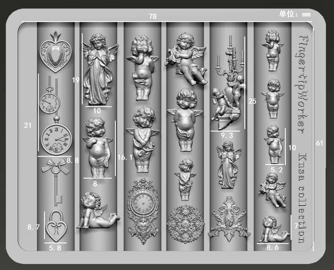 FingertipWorker｜联名小草小众精致天使合集配件美甲模具