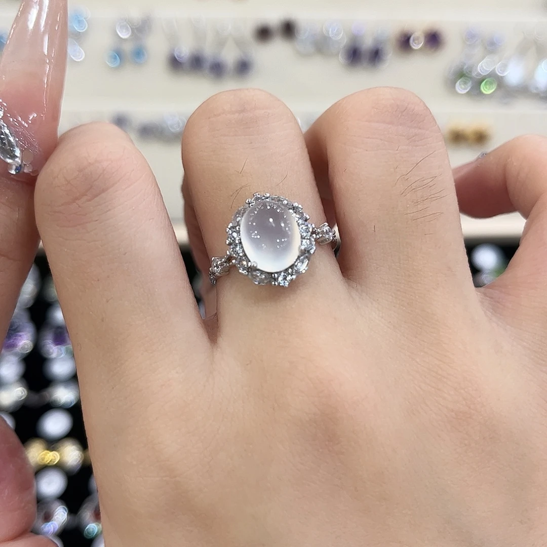 鋈***岫玉银S925镶嵌戒指