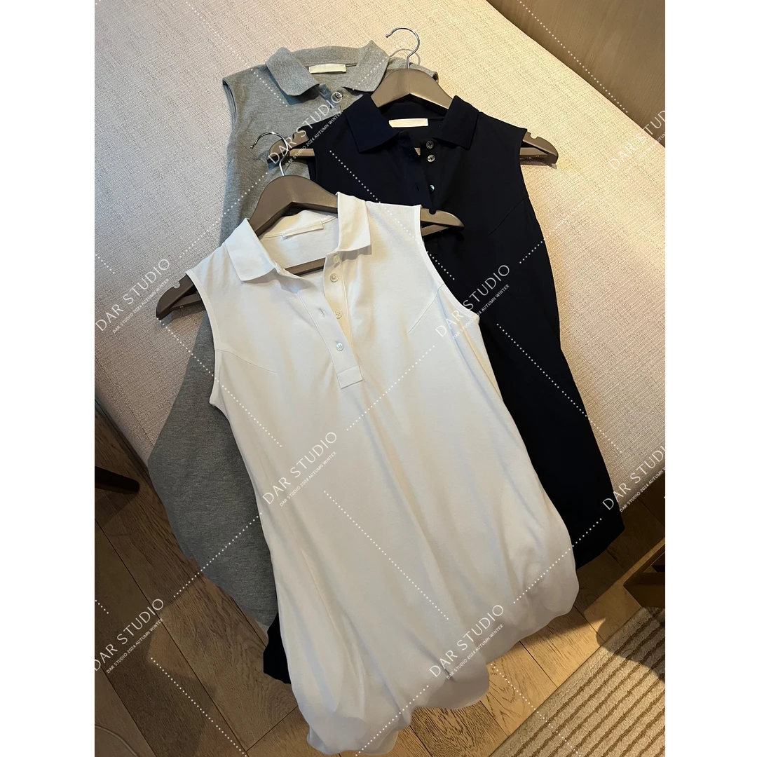 DAR STUDIO 深圳货【假日Polo】2025夏季Polo领简约纯色连衣裙88480