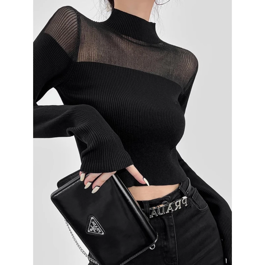 【奥莱撤柜】毛衣半高领打底衫女内搭秋冬季2023新款洋气法式卡腰中