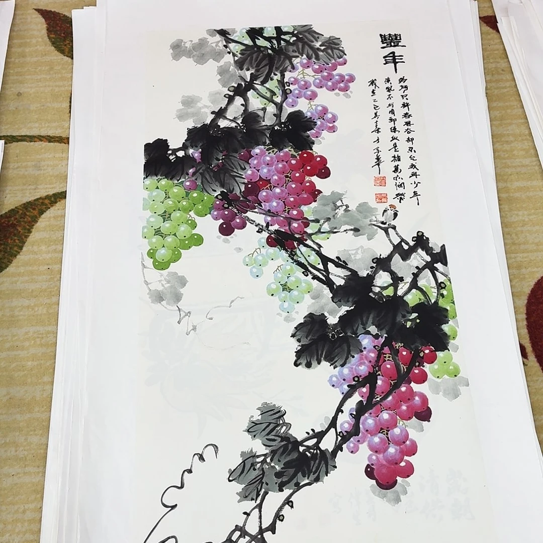 国画三尺整纸手绘作品