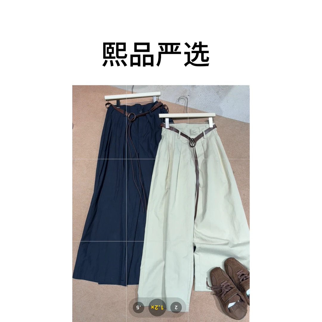 熙品严选新款韩系时尚百搭带腰带显瘦高腰气球休闲裤阔腿裤#1129