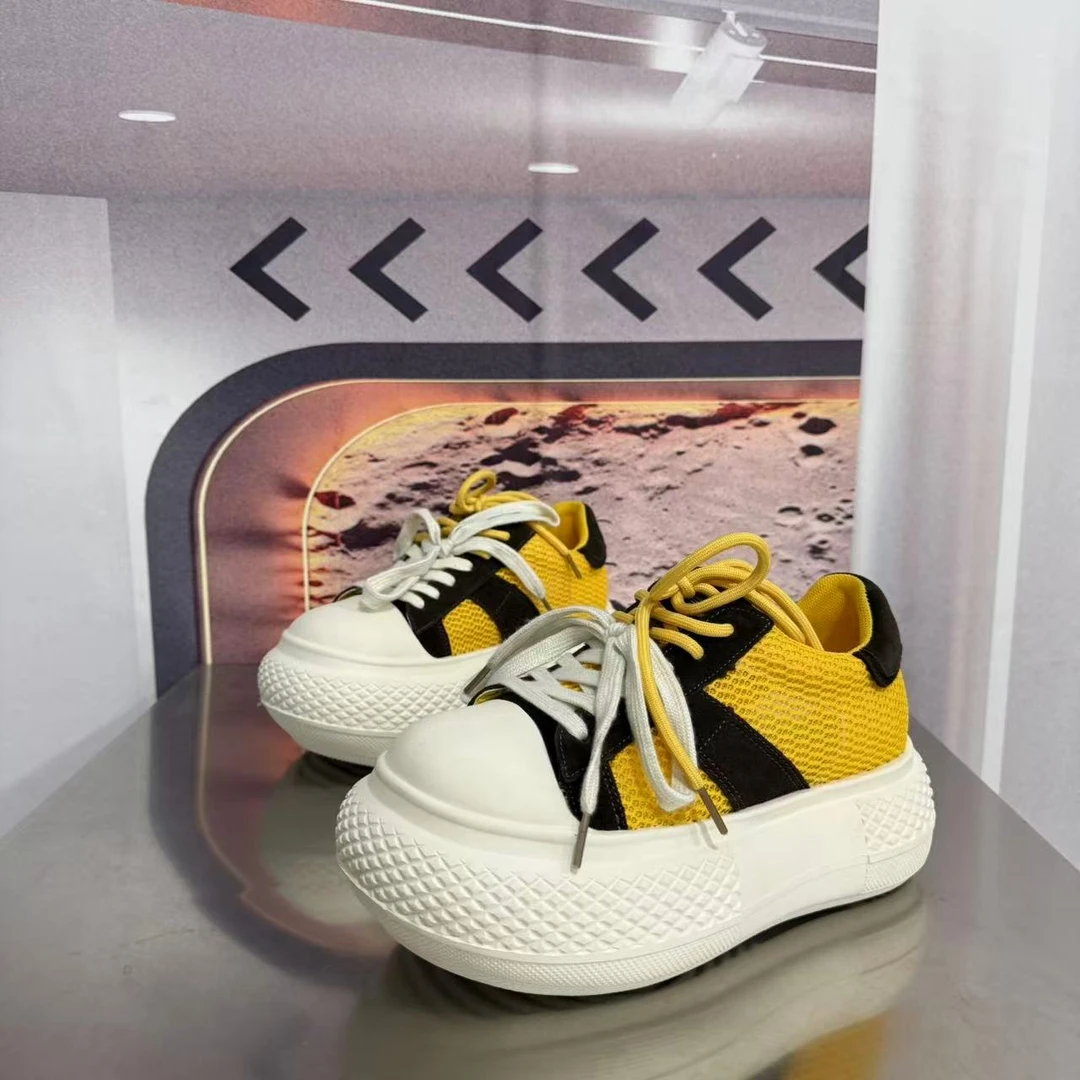 565-309春夏新款2025圆头系带韩版简约休闲板鞋潮流百搭ins