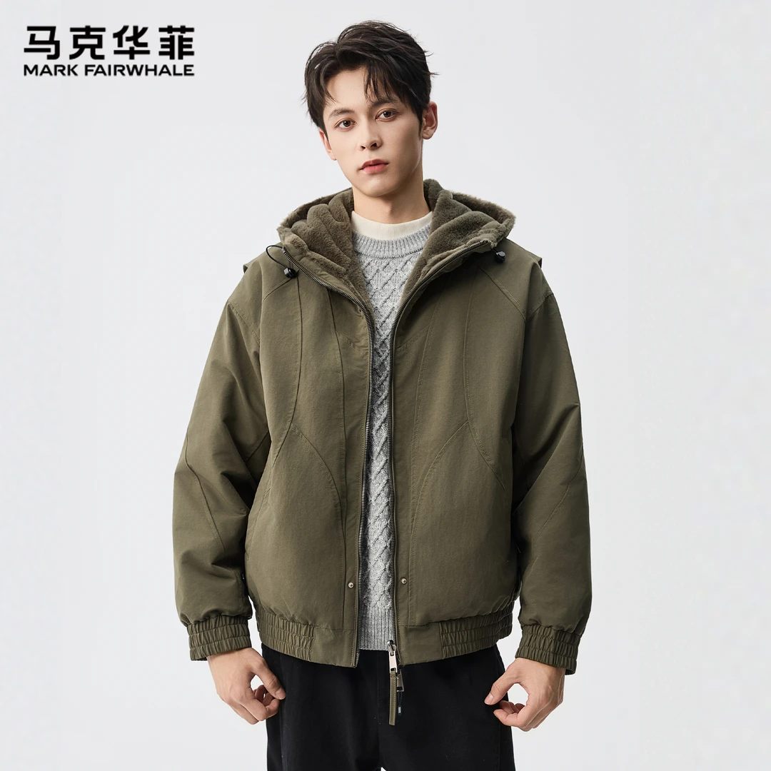 【座山雕毛绒双面穿】马克华菲2025秋冬季新款夹克男士加厚绒外套