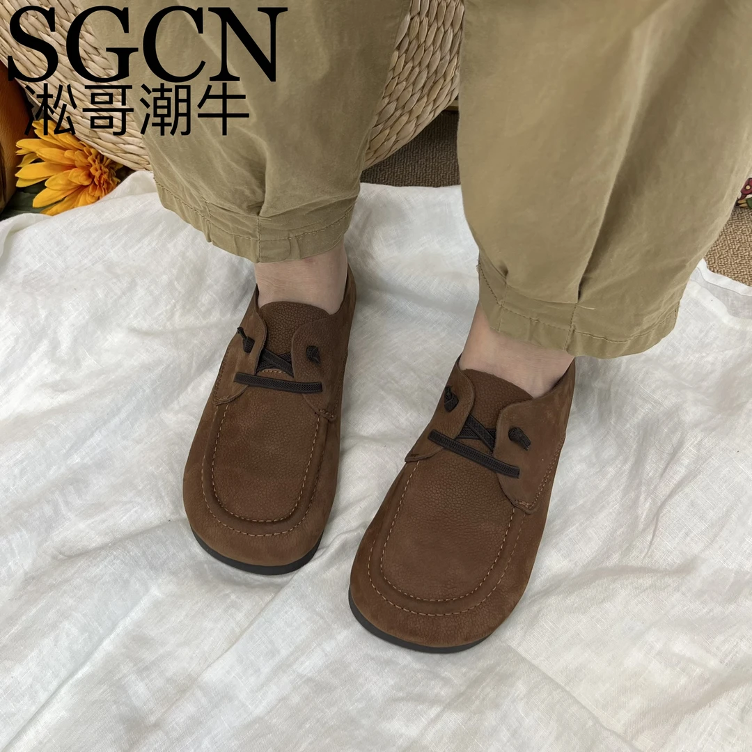 SGCN淞哥潮牛森系复古真皮软底百搭舒适透气一脚蹬女单鞋8325-25