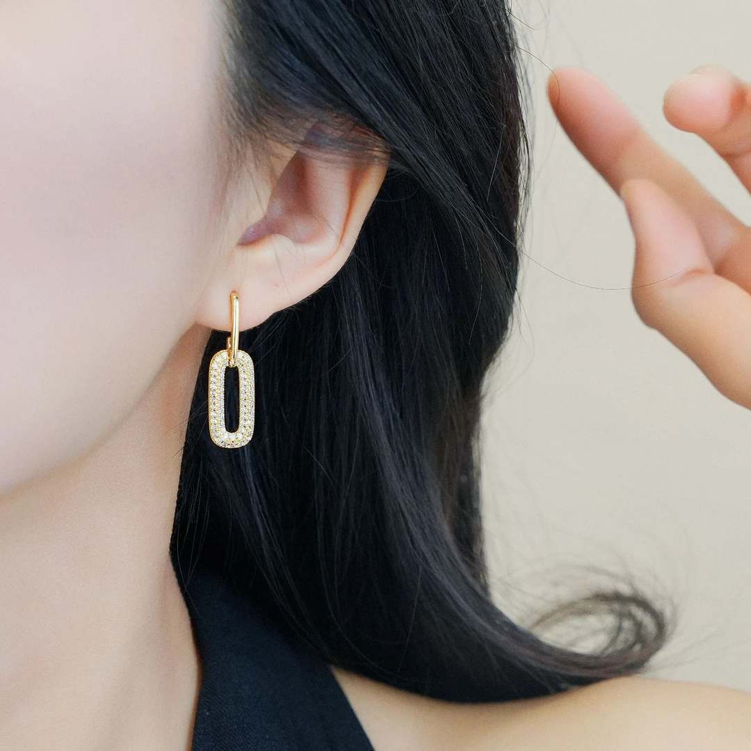 铜合金耳饰 高定版本重工法式镂空椭圆耳环高级气质2025新款耳钉