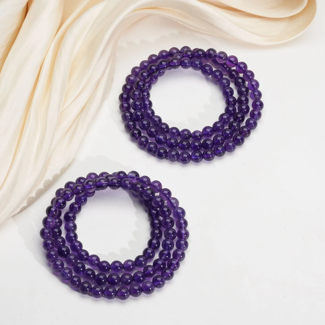 【小北珠宝】紫水晶多圈手串约6mm+【多样性发一件】31-AL15X317