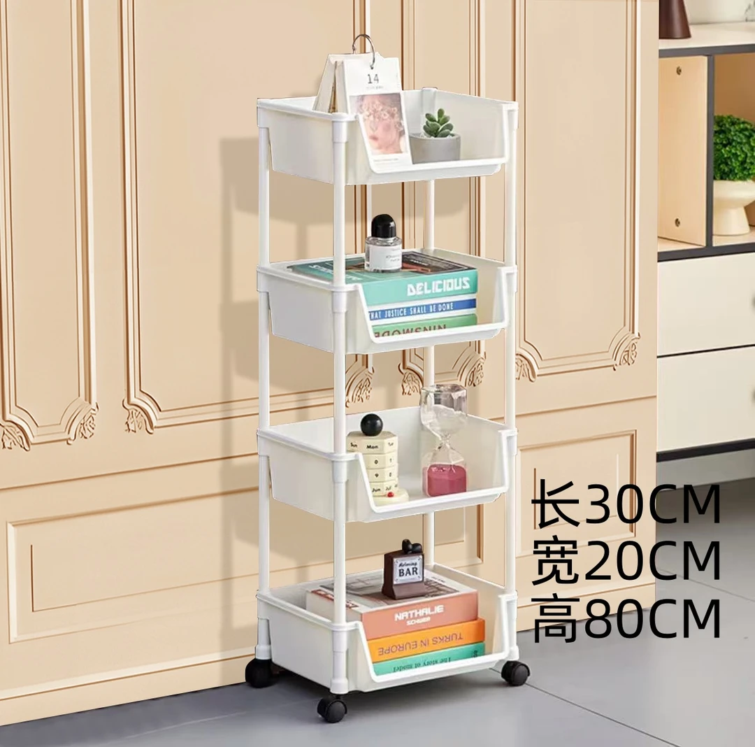 4层简约置物架收纳储物架移动推车卧室零食客厅落地家用绘本架