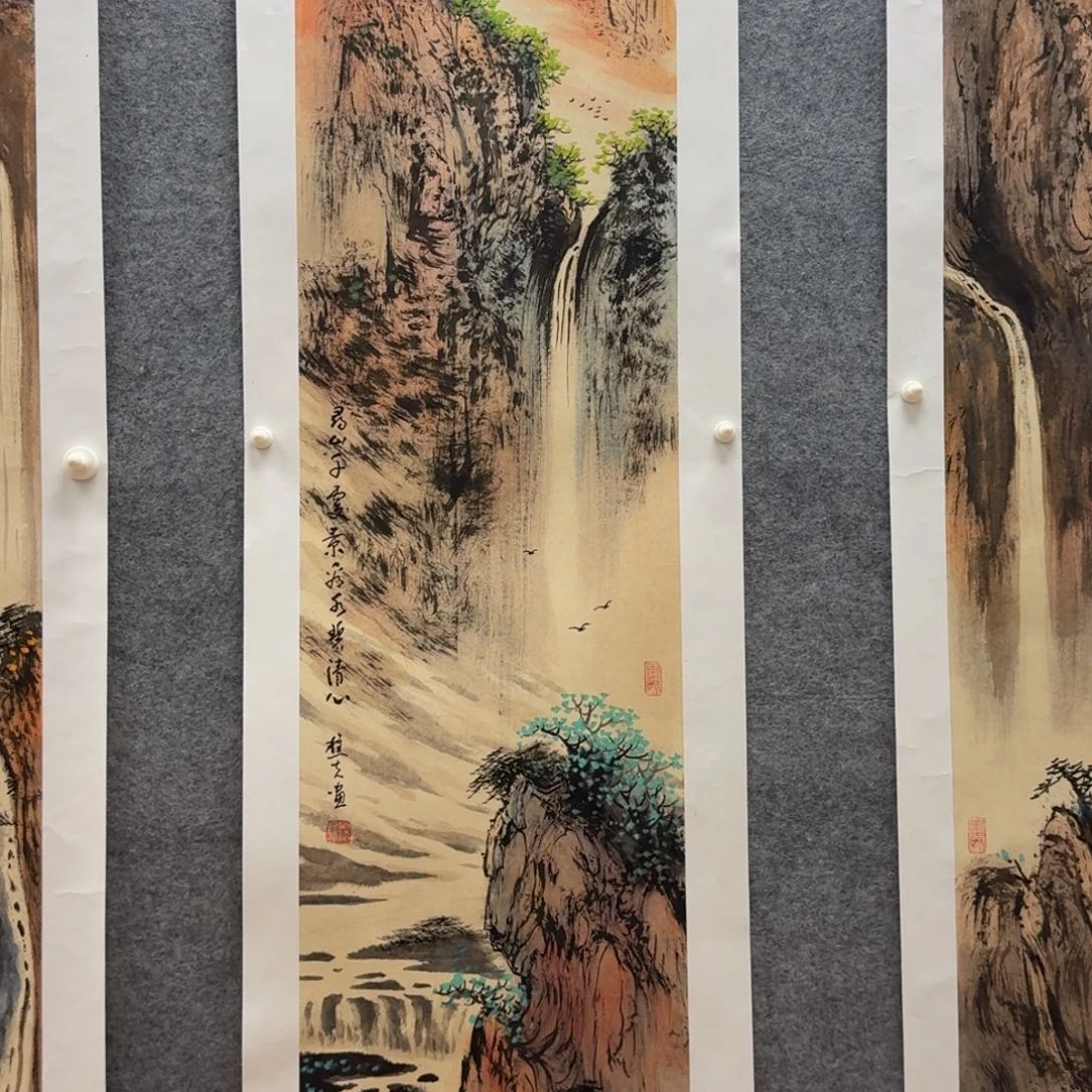 国画四尺对开刘儒樵山水