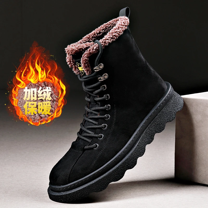 路易圣戈希男款轻便马丁靴冬季雪地靴男加厚棉鞋男英伦风高帮鞋