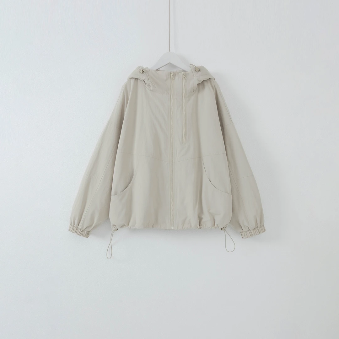 几里与麻 纯色休闲双拉链连帽棉服外套 衣长62胸围131 2083152