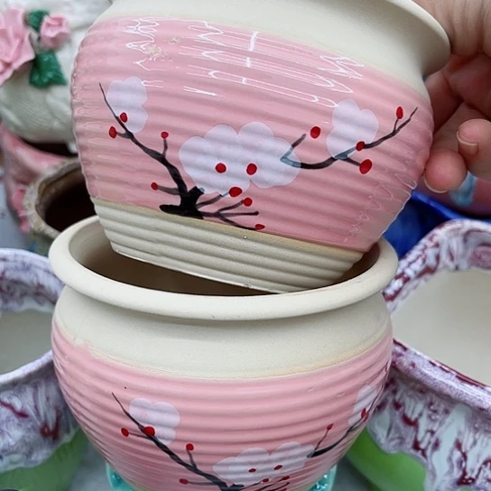 多肉绿植陶瓷花盆9.9包邮，有孔