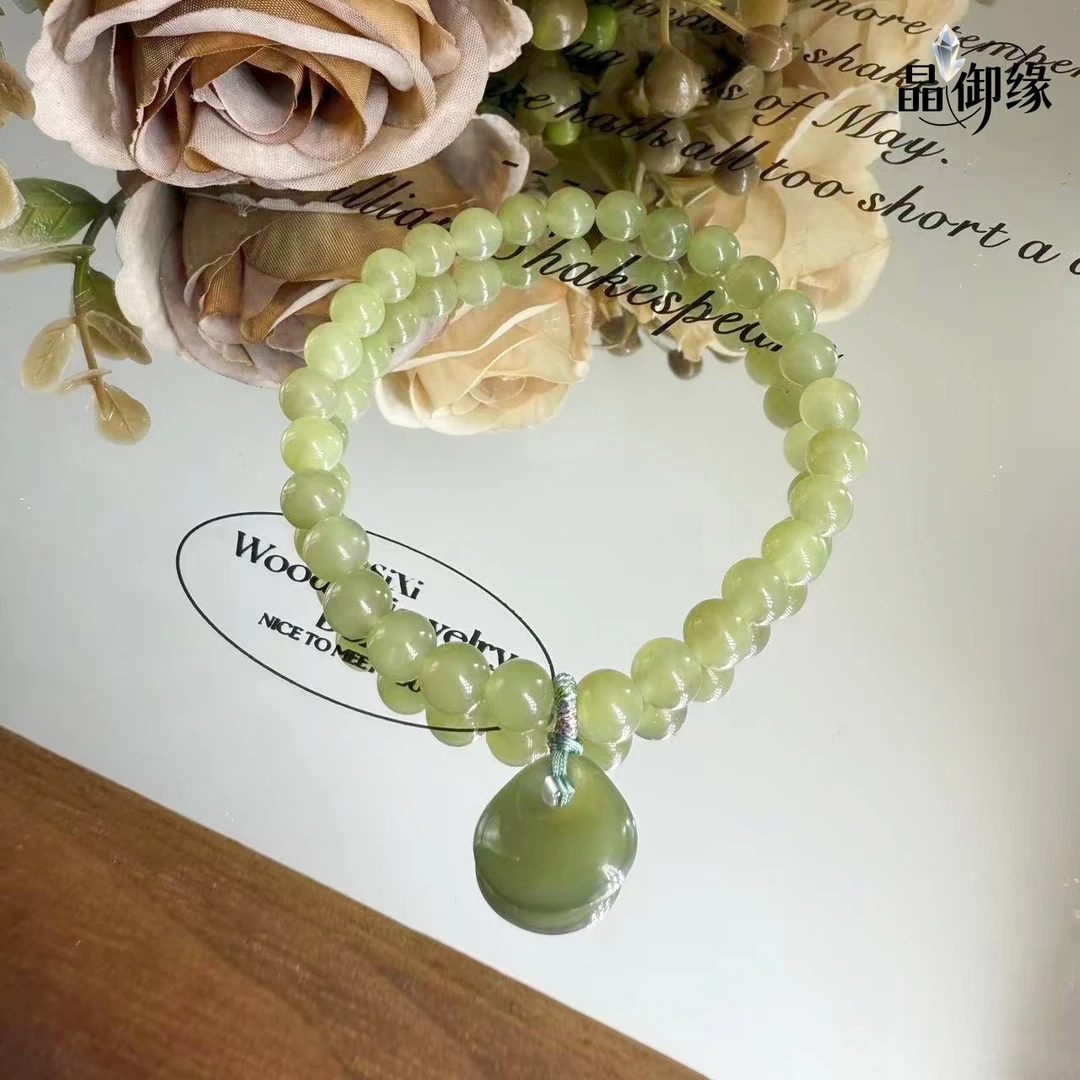 天然和田玉配小福袋简约百搭气质手串 -802