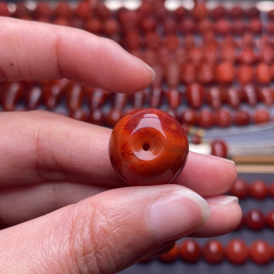 南红玛瑙未镶嵌其他W18➕瓦西火焰纹满肉苹果珠