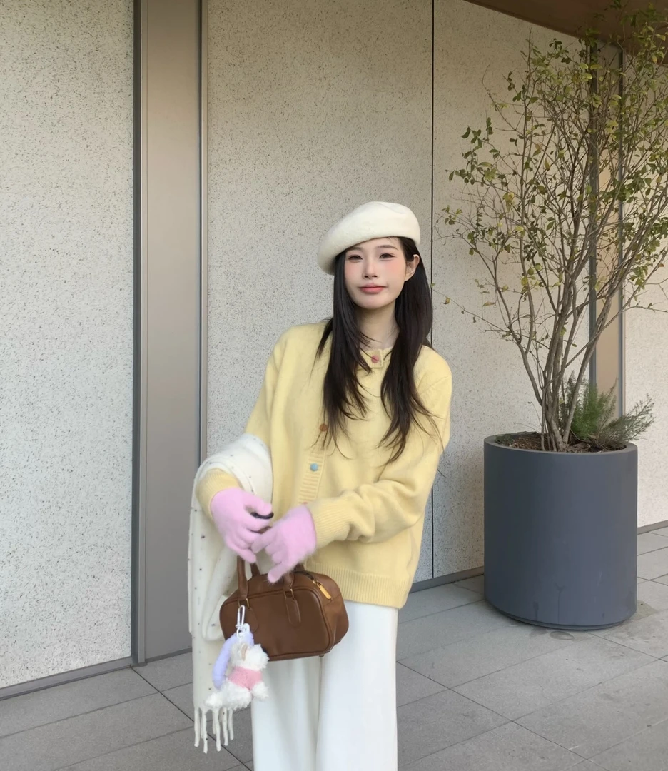 2024新款冬季甜美减龄小清新毛衣开衫女百搭软糯单长袖针织衫