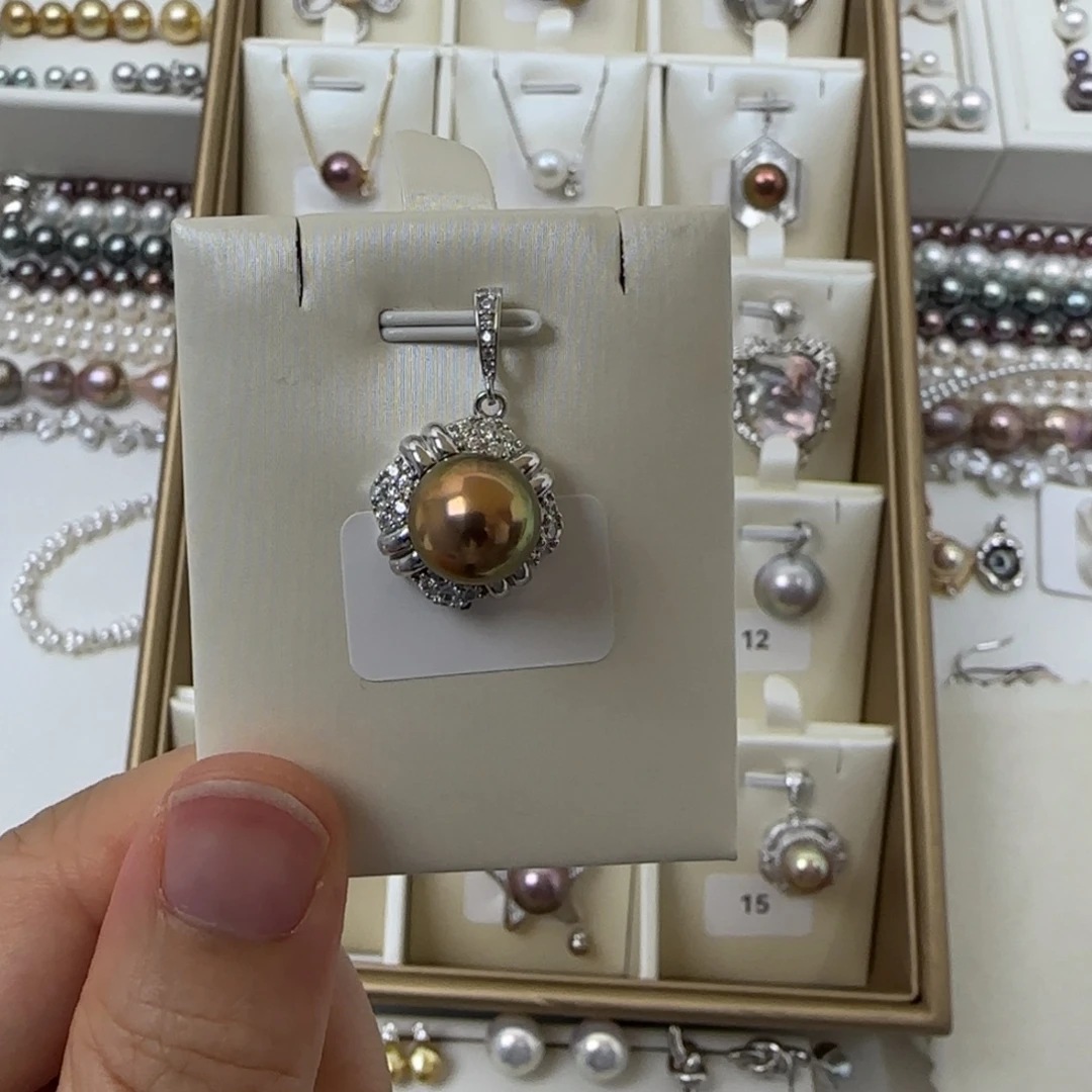 吊坠(不含链)银S925镶嵌淡水珍珠