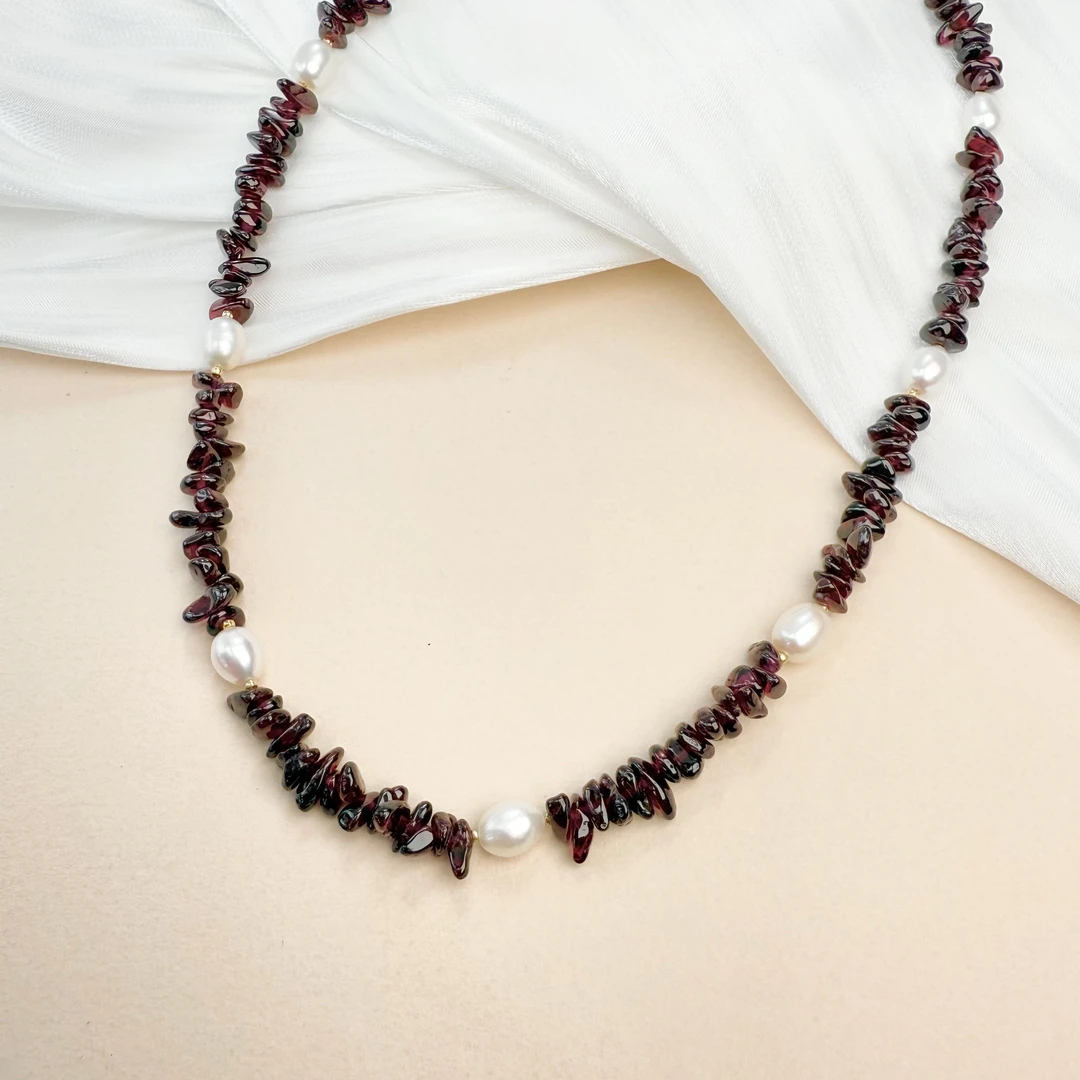 2111 石榴石/淡水珍珠/女士项链1
