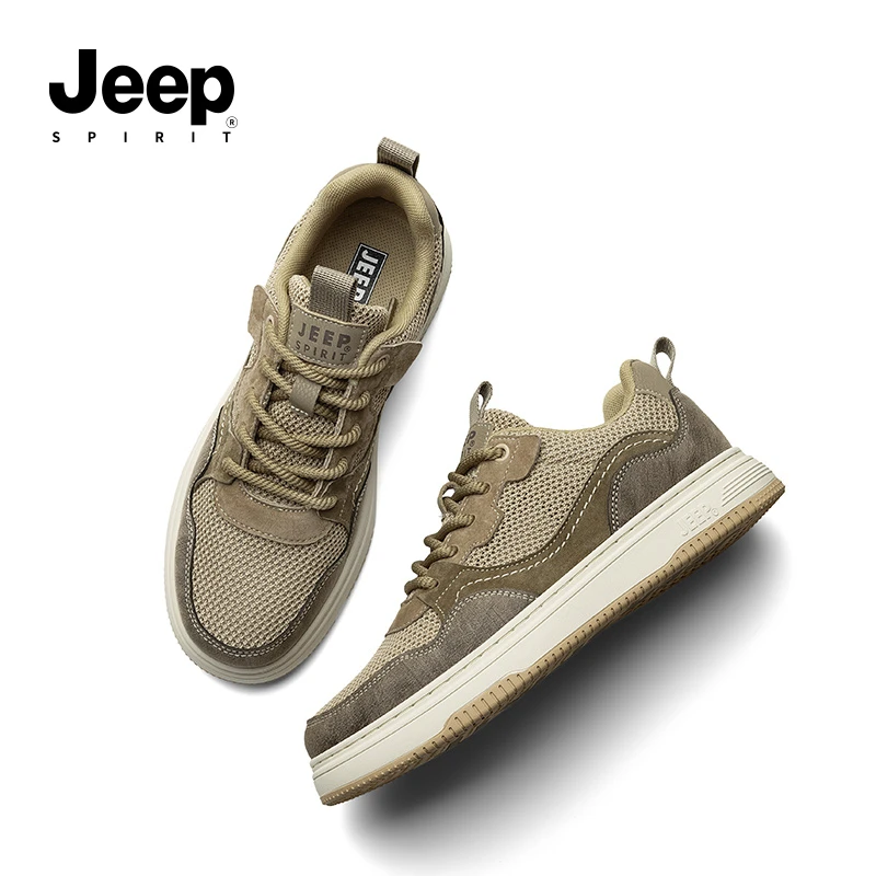 Jeep spirit吉普男鞋夏季休闲鞋百搭潮流板鞋轻便网面透气低帮鞋