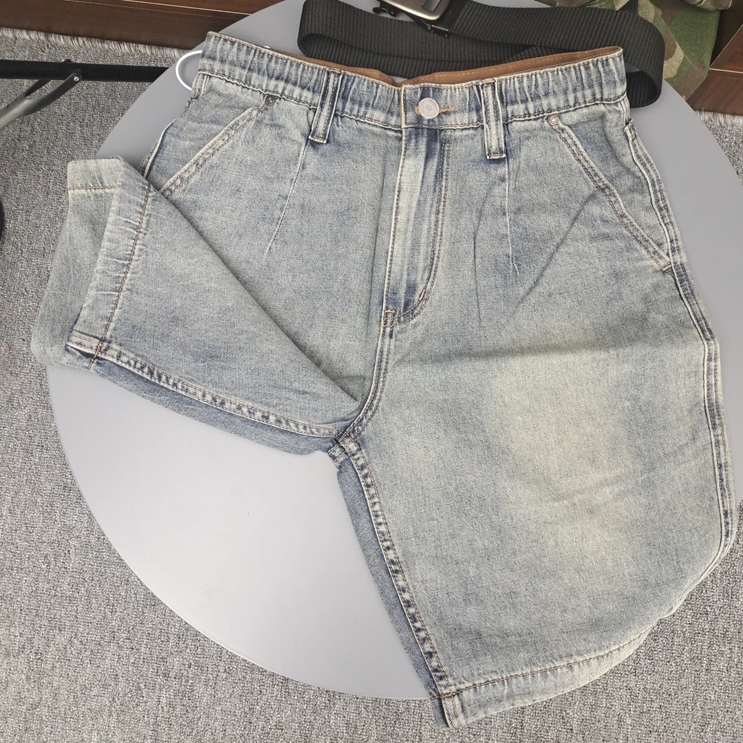 断码水洗男士牛仔短裤夏季休闲复古中裤潮流时尚百搭阔腿五分裤