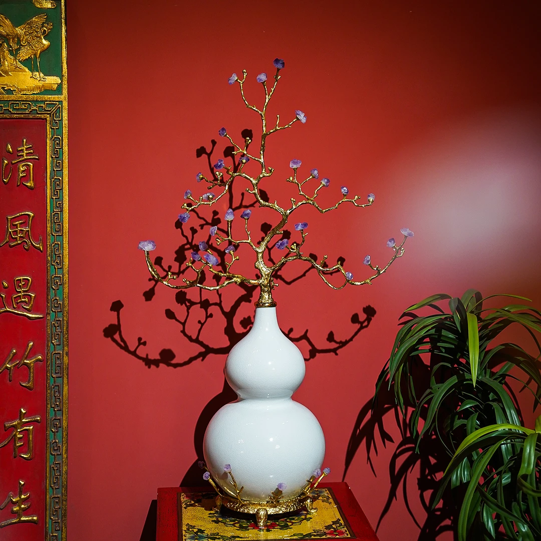 【本尼家】AP588新中式轻奢水晶发财树《紫气东来》葫芦摆件玄关装饰
