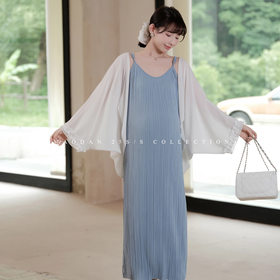 maodan/猫单【晨露雨调】孕妇装夏装薄款长裙洋气冰感高弹宽松裙子