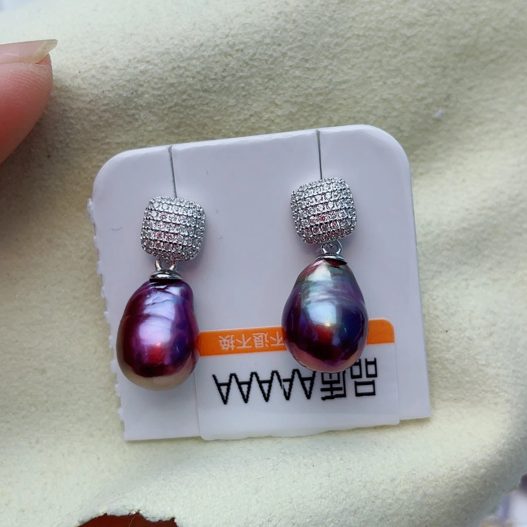 银S925镶嵌淡水珍珠耳饰W23