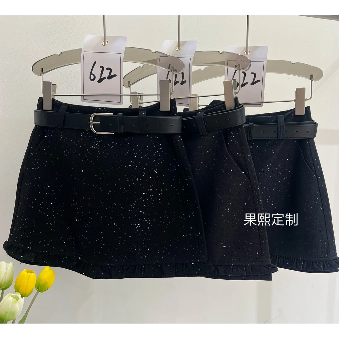 【果熙定制】A字半身裙女2025新款西装花边高腰显瘦包臀裙8092