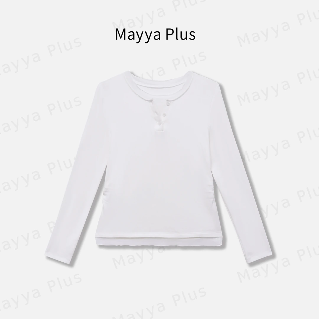【为你写诗】Mayya Plus麦芽定制简约流光风假两件针织上衣32537371