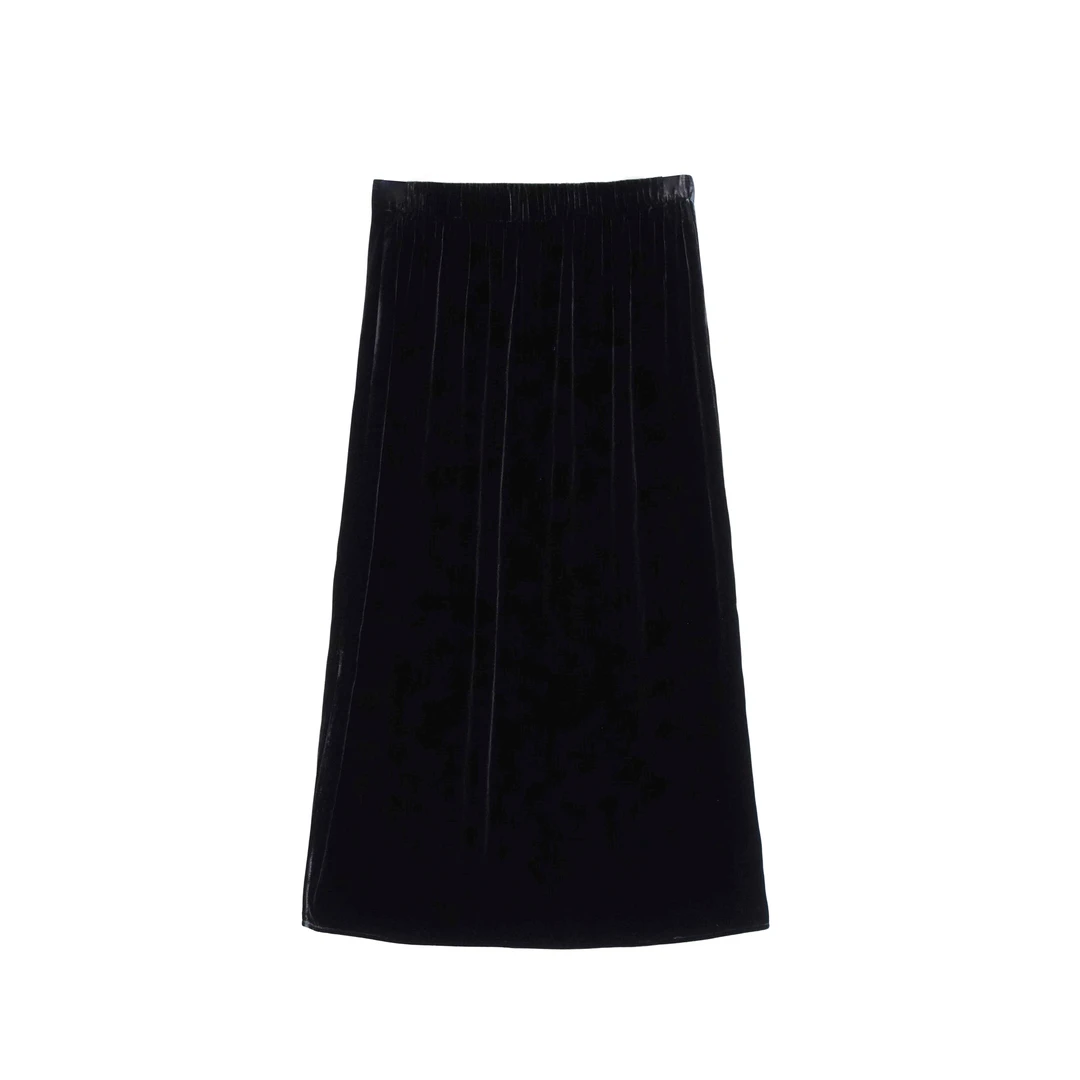 星光 新款国风100真丝丝绒松紧腰时尚显瘦半身裙 ZR-1163