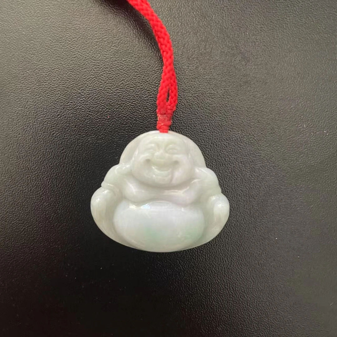 天然翡翠A货缅料翡翠红绳佛公