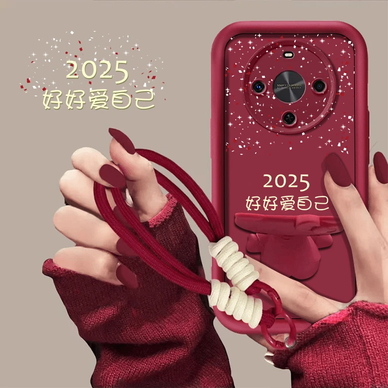 适用于【华为畅享70x】好好爱自己猫咪补妆镜支架手机壳防摔女款