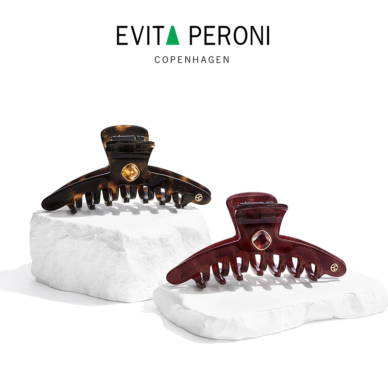 Evita Peroni/依慧达“小方糖‘炫彩红棕鲨鱼夹加大号抓夹ZB