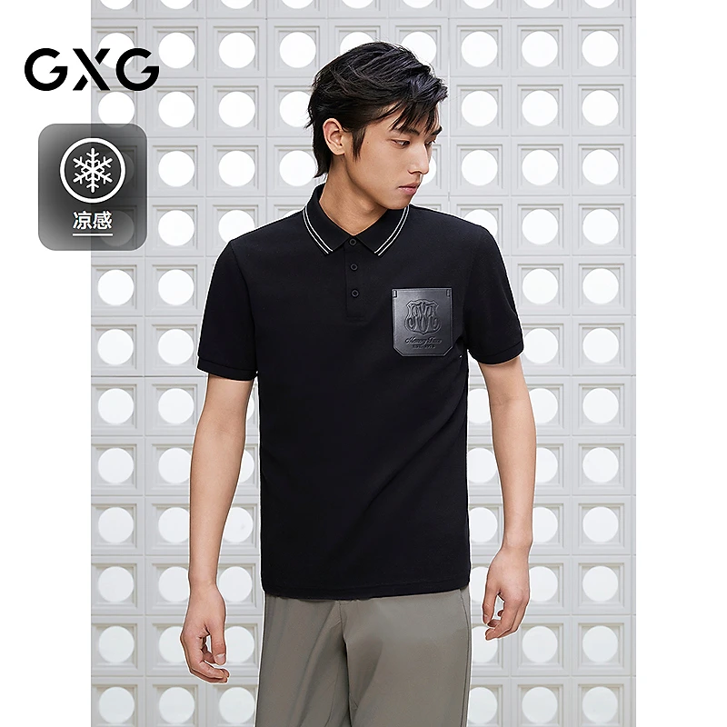 【凉感】GXG男装 PU口袋polo衫男士短袖T恤 25夏新品#G25D242043