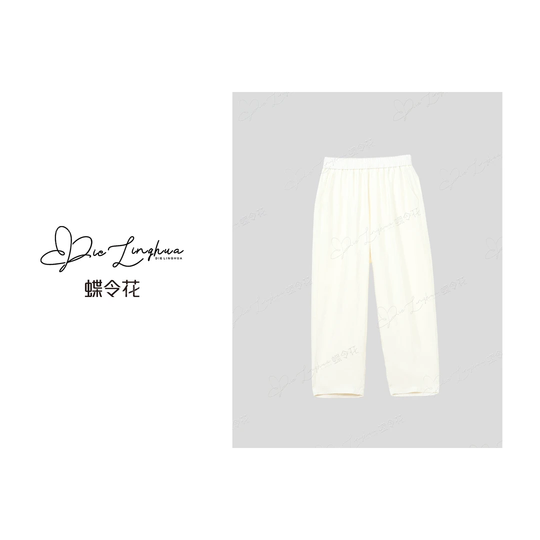 蝶令花夏季亮面+哑光欧若风100醋酸时尚百搭宽松女裤252081